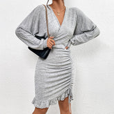 New Fashion European And American Style Women's Long Sleeve Knitted Dress